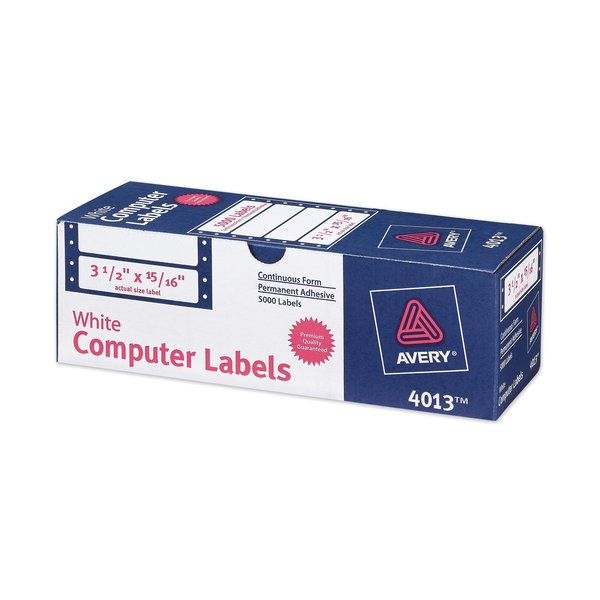 Avery Dot Matrix Printer Mailing Labels, Pin-Fed, 0.94x3.5, White, PK5000 04013